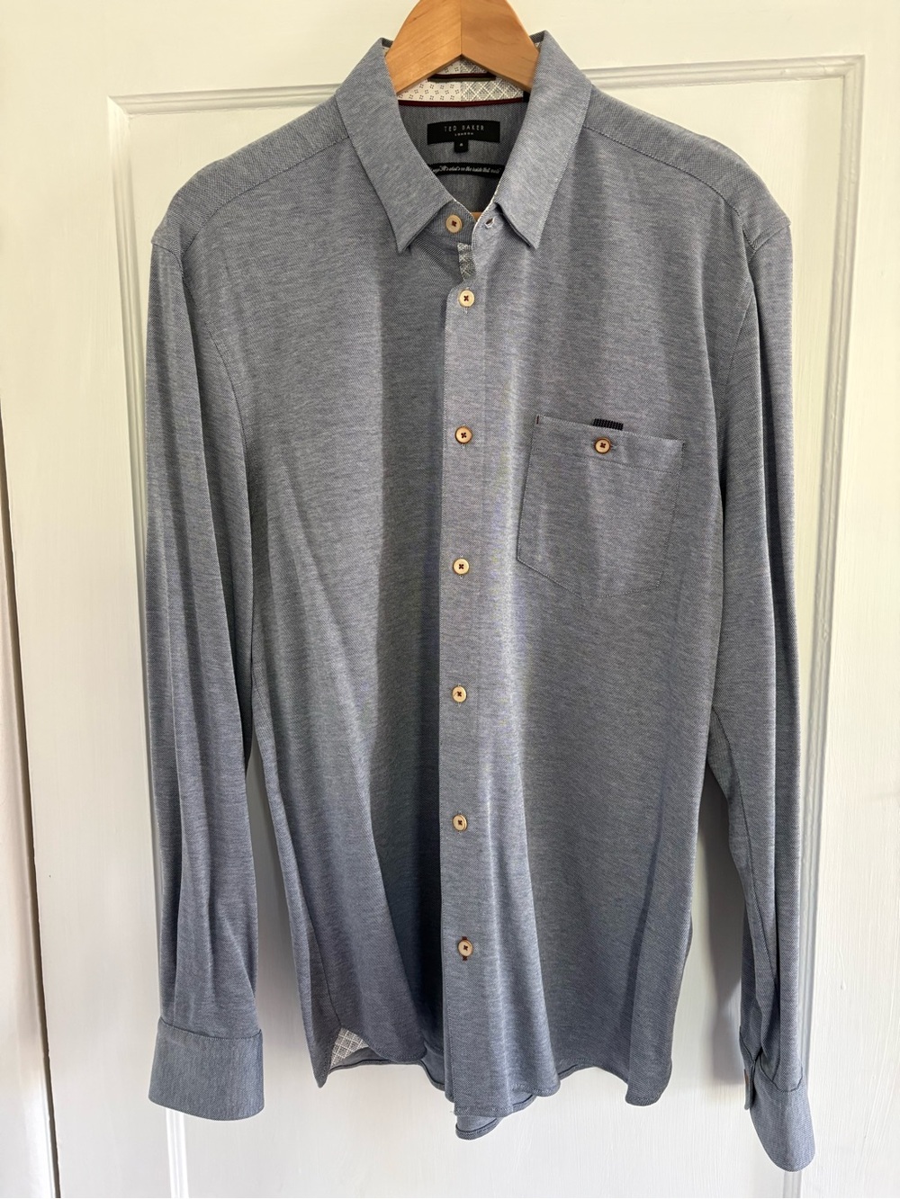 Ted Baker Timothy Slim Fit Shirt in Textured Blue